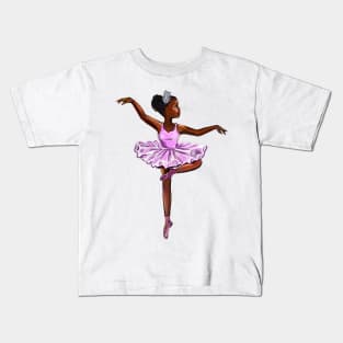 African american ballerina  in lavender purple tutu-#006- brown skin black ballerina Kids T-Shirt